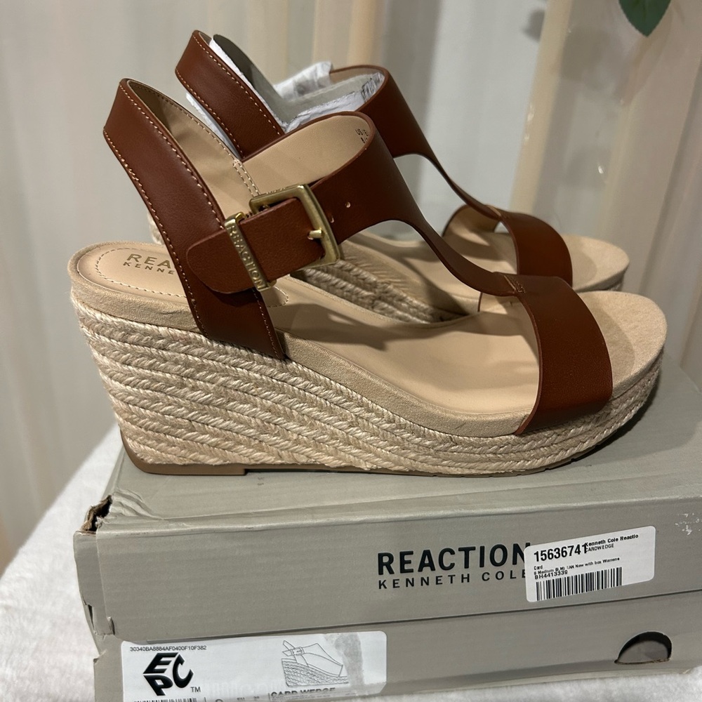 Kenneth Cole Reaction Brown Espadrille Wedge Sandals – Size 8 – New in Box - Picture 3 of 4